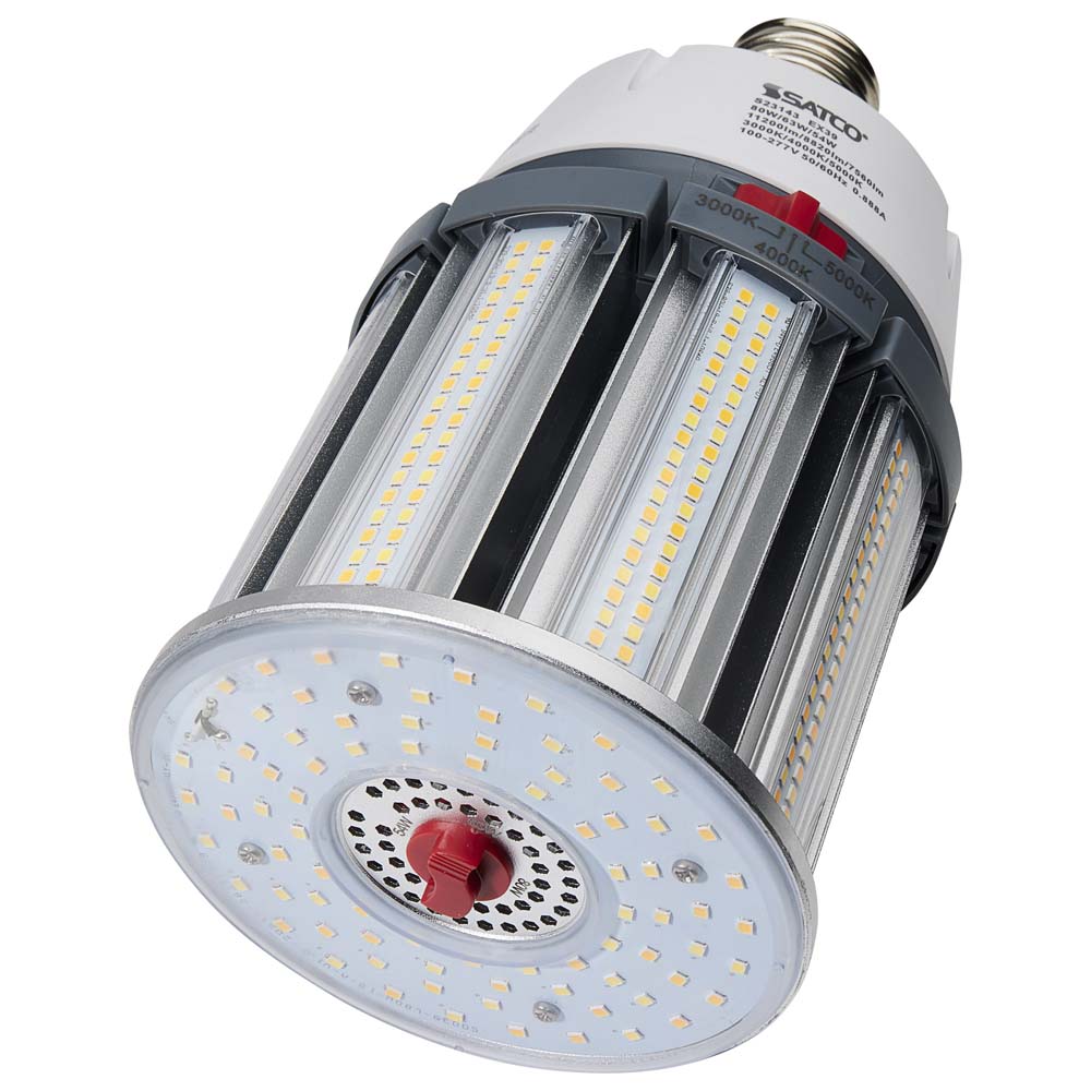 Satco LED HID Replacement 80/63/54 Wattage & CCT Selectable Mogul Base 100-277V
