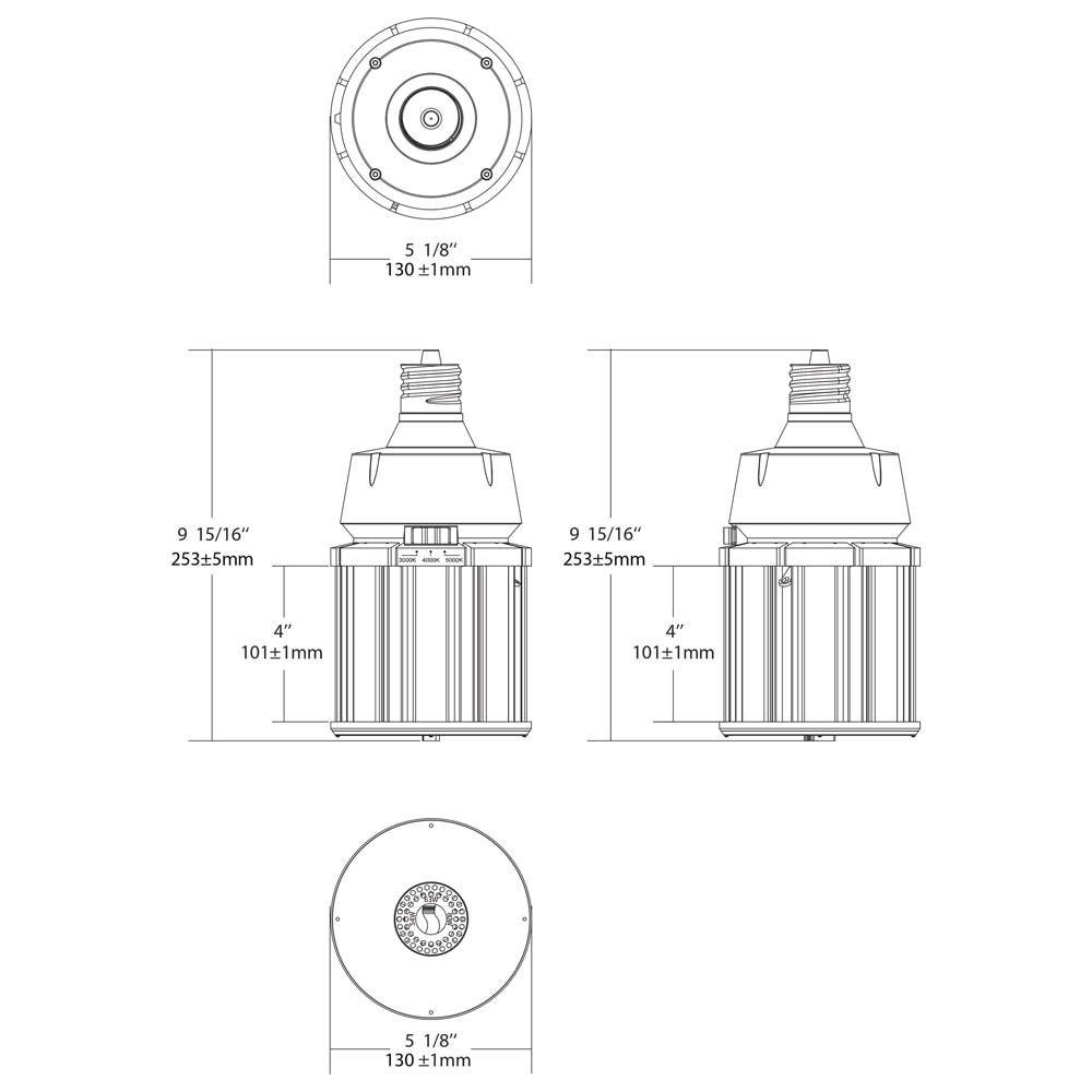 Satco LED HID Replacement 80/63/54 Wattage & CCT Selectable Mogul Base 100-277V