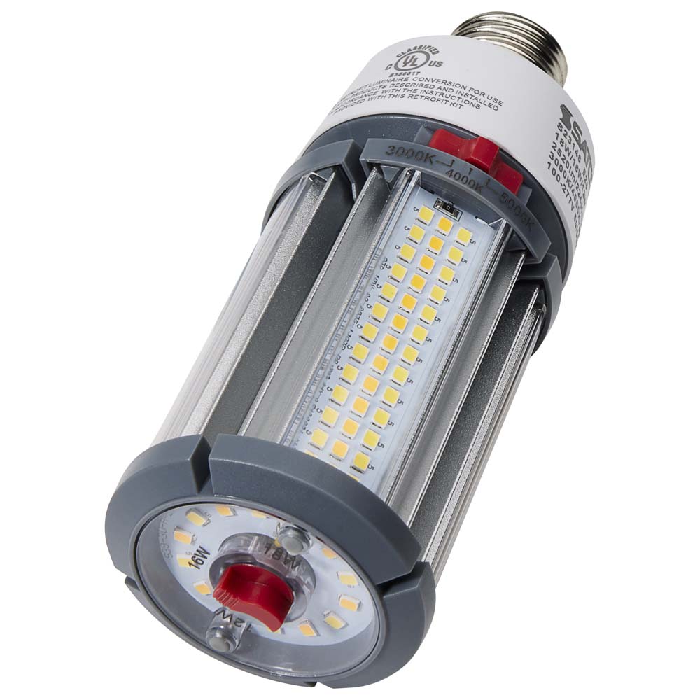 Satco LED HID Replacement 18/16/12 Wattage & CCT Selectable Medium Base 100-277V