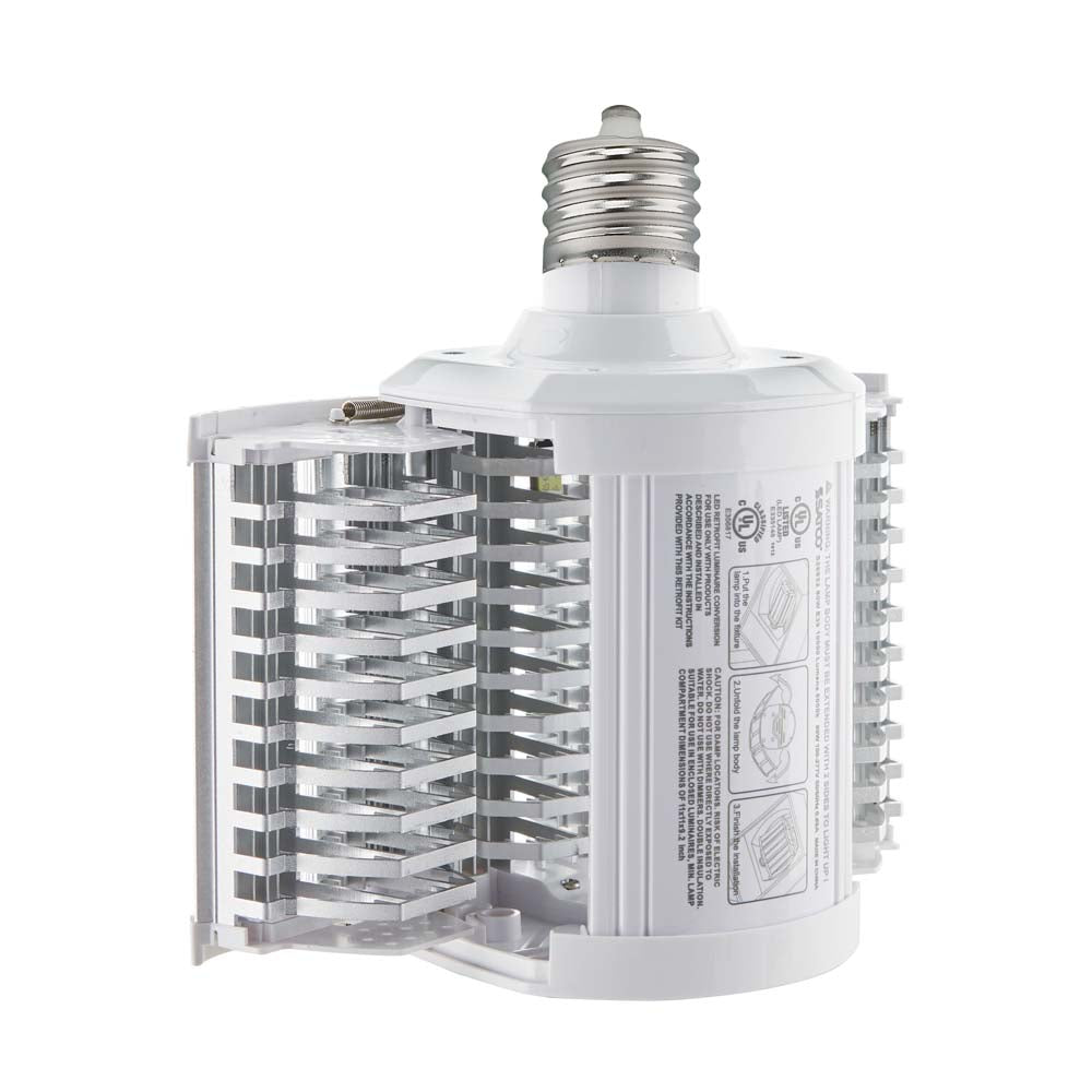 Satco 80w LED Hi-lumen shoe box style lamp fixture 5000K Mogul Extended 100-277V