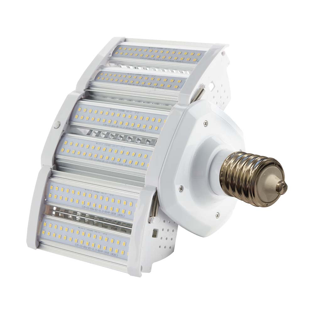 Satco 80w LED Hi-lumen shoe box style lamp fixture 5000K Mogul Extended 100-277V