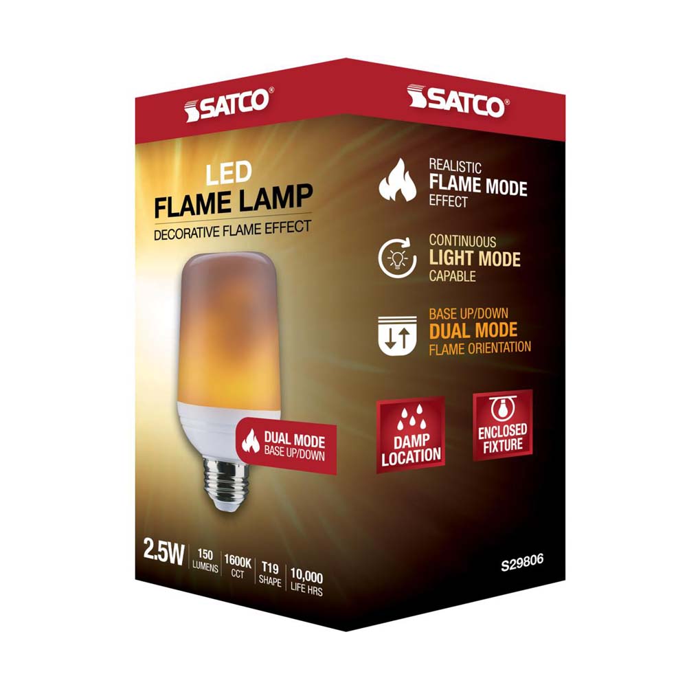 2.5W T19 LED Flame Bulb E26 Medium Base 120v -25W equiv