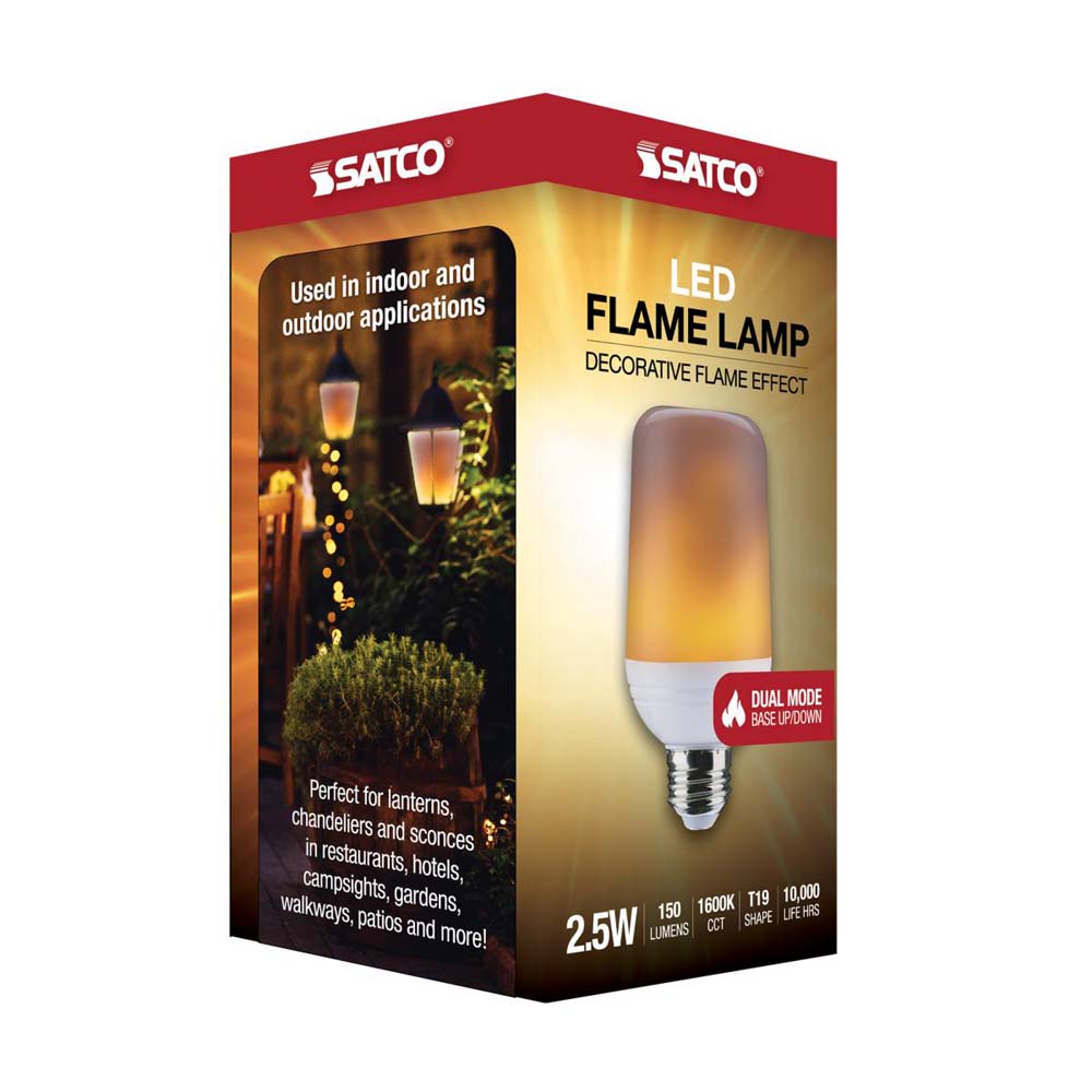 2.5W T19 LED Flame Bulb E26 Medium Base 120v -25W equiv
