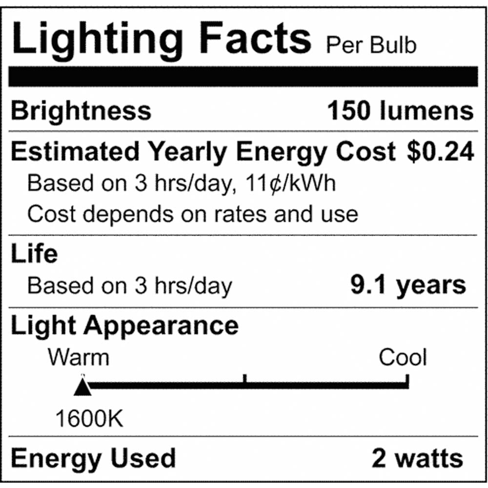 2.5W T19 LED Flame Bulb E26 Medium Base 120v -25W equiv