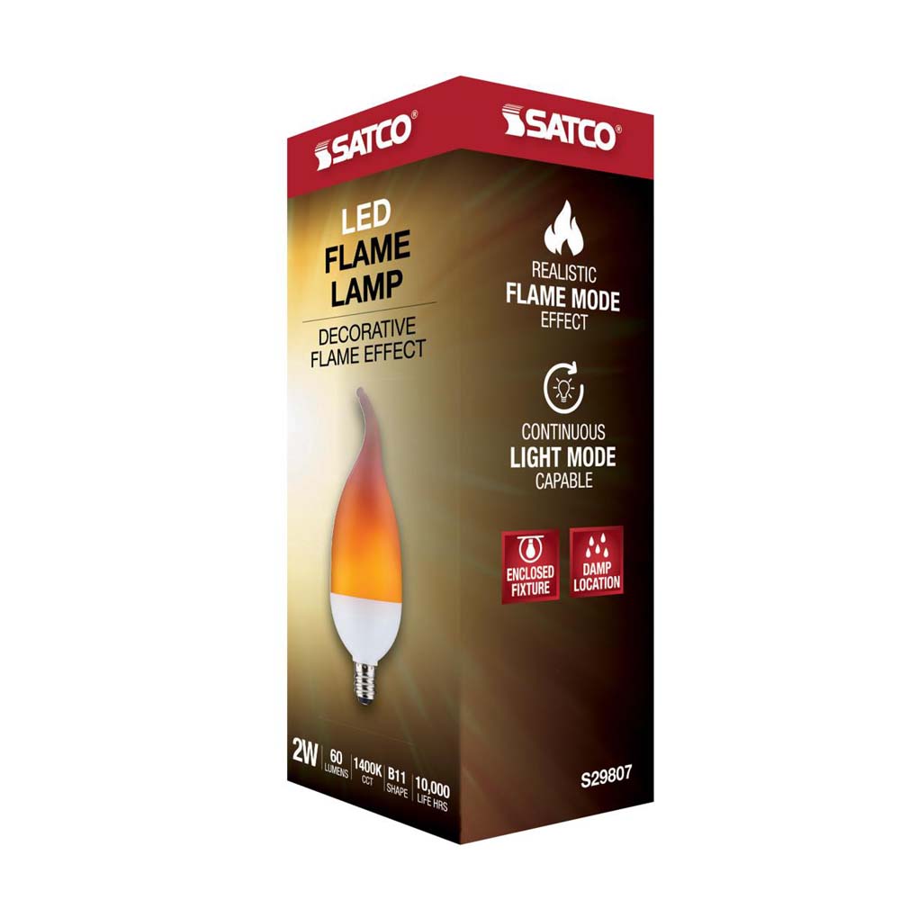 2W B11 LED Flame Bulb Candelabra base 120v -25W equiv