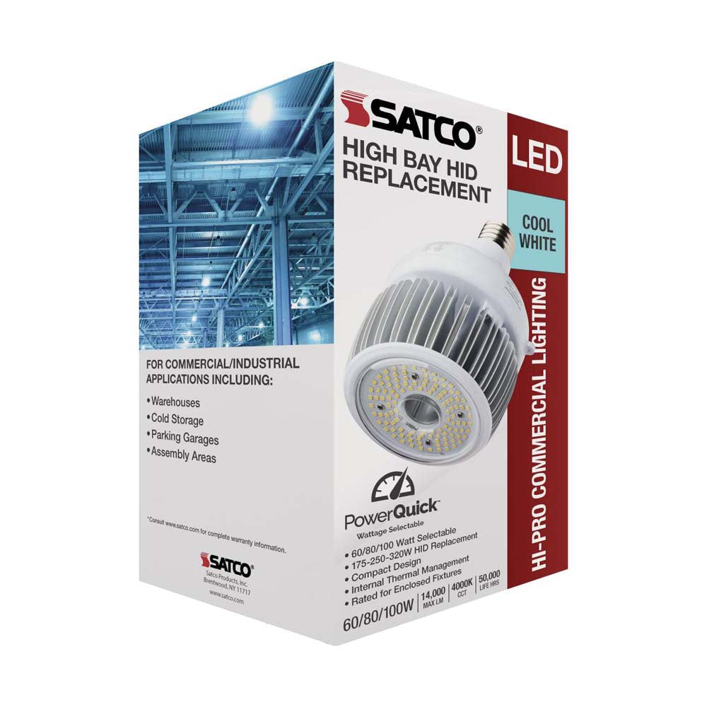 LED Hi-Bay 60W/80W/100W Selectable Wattage Mogul Extended 4000K 100V-277V