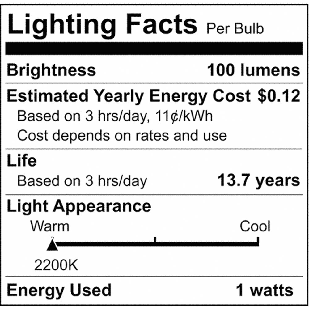 4Pk - 1W S14 2200K LED String Light Replacement Bulb 120v -11W equiv