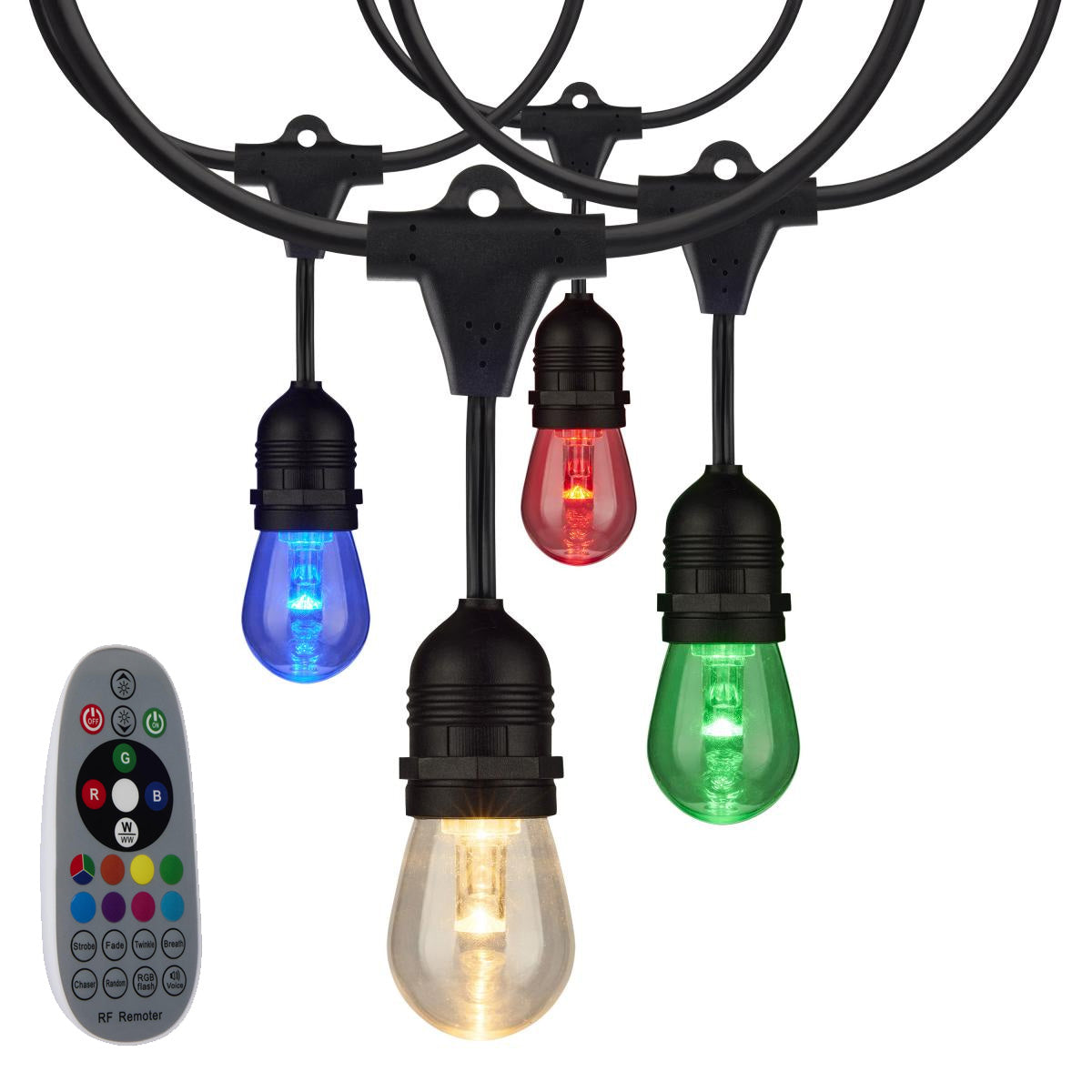 48-ft 15w 120v 15-S14 lamps RGBW with Infrared Remote LED String Light