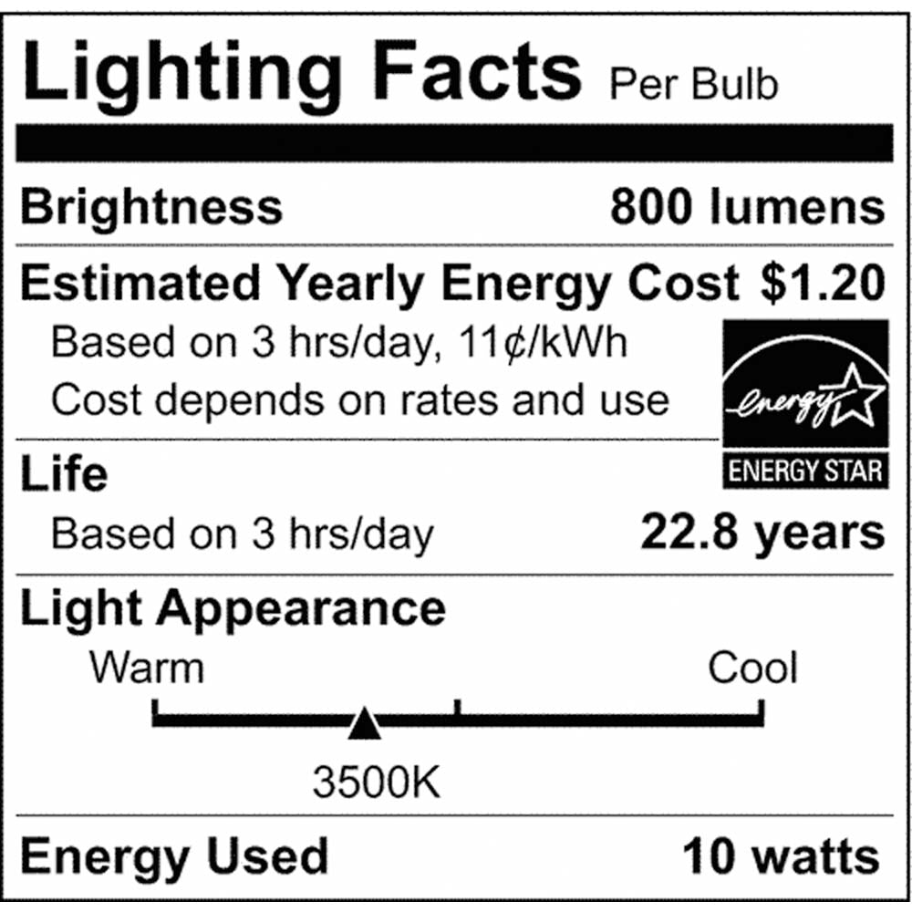 10W LED A19 3500K Neutral White E26 Medium base 800Lm 120v - 60W equiv