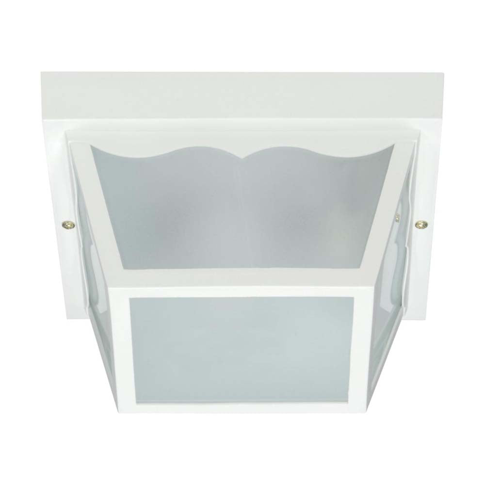 2-Light 10-in Carport Flush Mount w/ Frosted Acrylic Panels White Finish