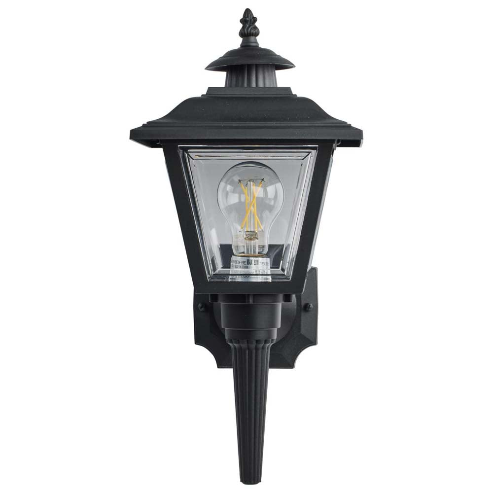17'' Coach Lantern w/ Finial Beveled Acrylic Panels Black Finish