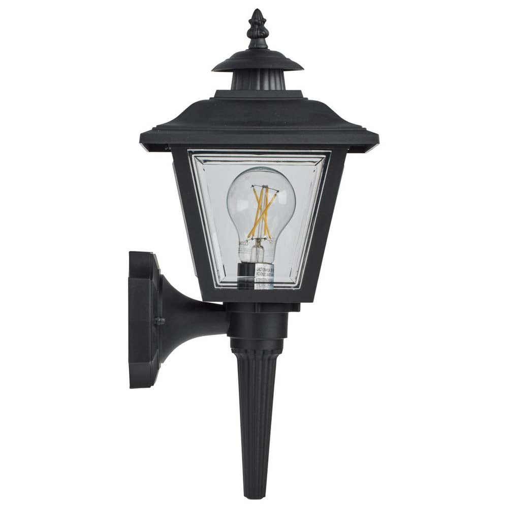 17'' Coach Lantern w/ Finial Beveled Acrylic Panels Black Finish