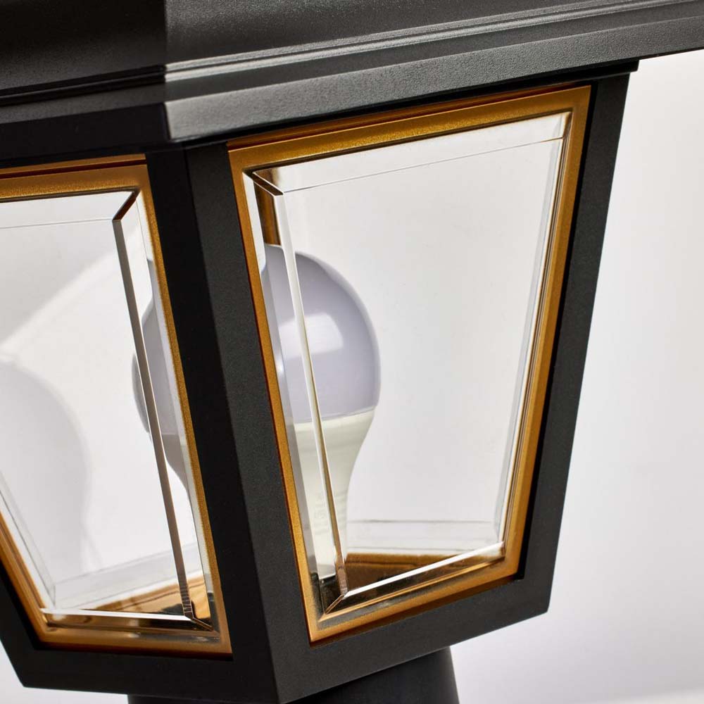 13'' Coach Post Top Lantern w/ Finial Beveled Acrylic Panels Black Finish