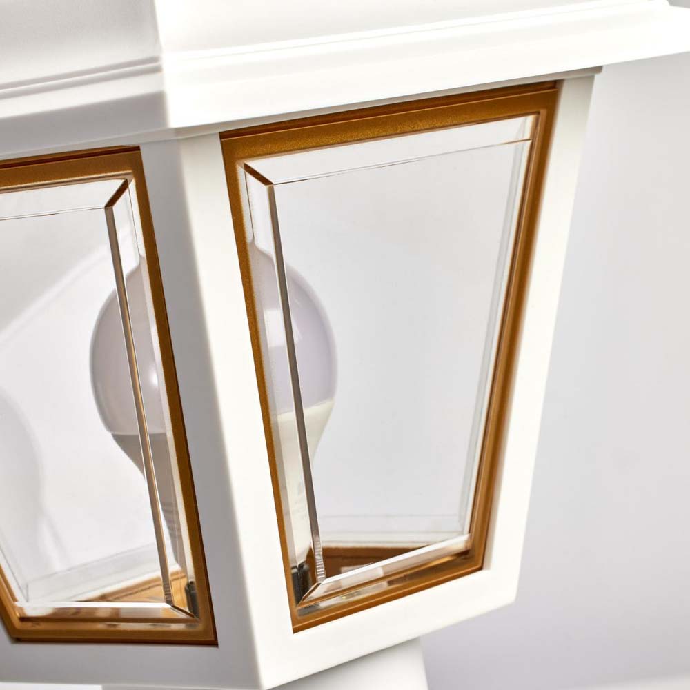 13'' Coach Post Top Lantern w/ Finial Beveled Acrylic Panels White Finish