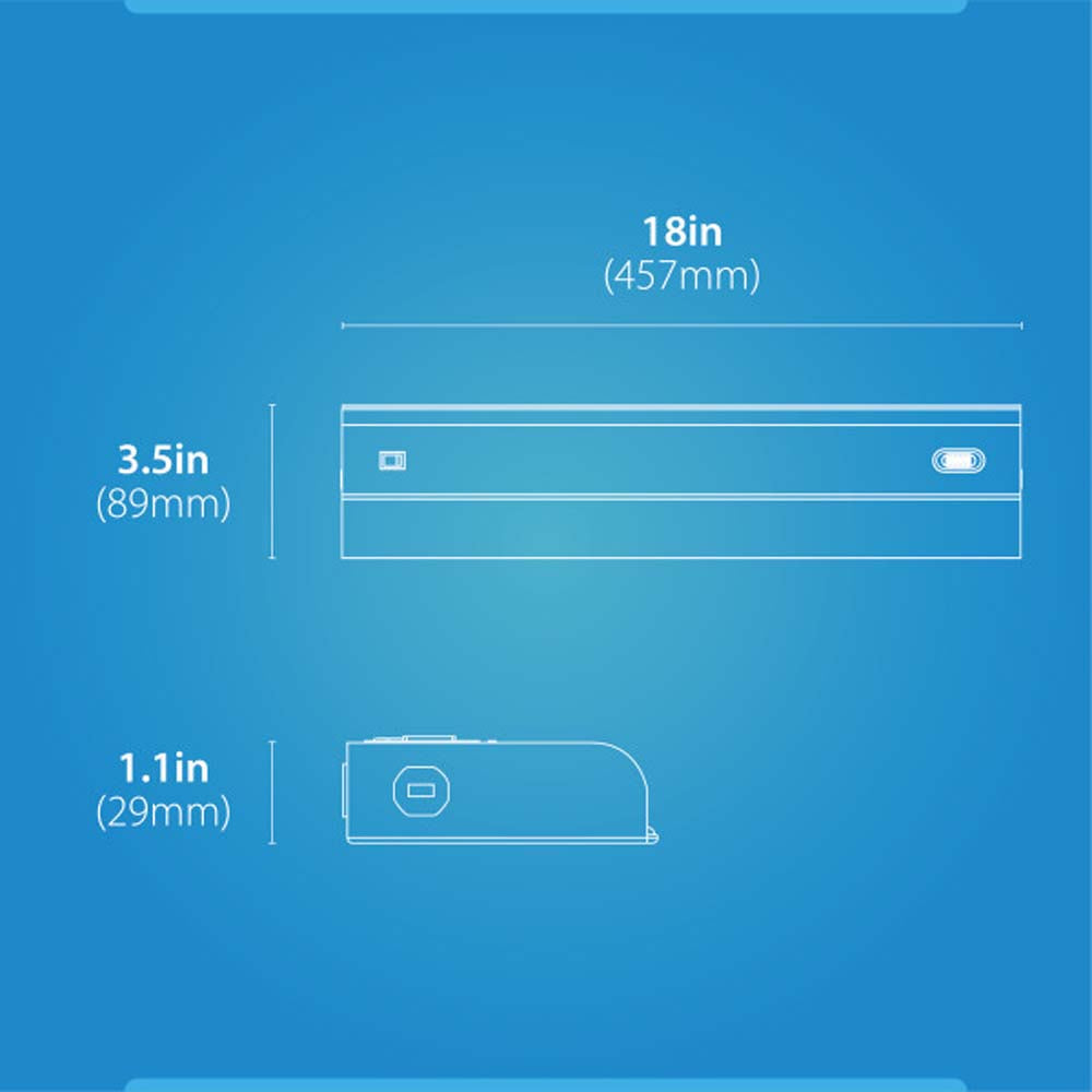 UCB Series 18-inch White Selectable LED Under Cabinet Light with On/Off Switch