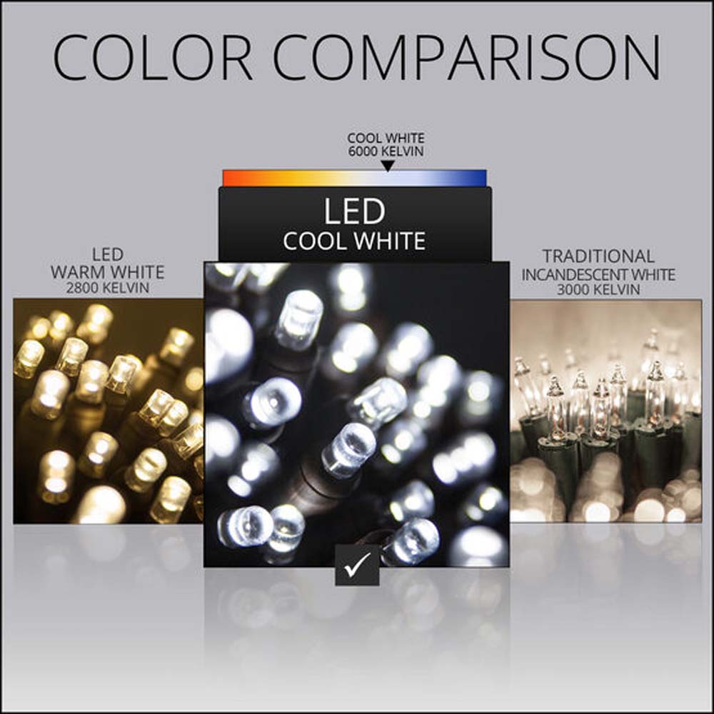 Wintergreen 70 5mm Cool White LED Christmas Lights 4" Spacing 120v