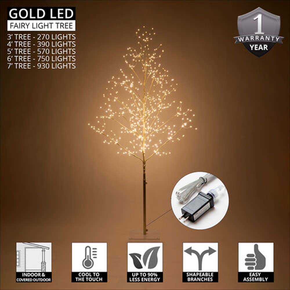 6-ft. Gold Fairy Light Tree, Warm White LED