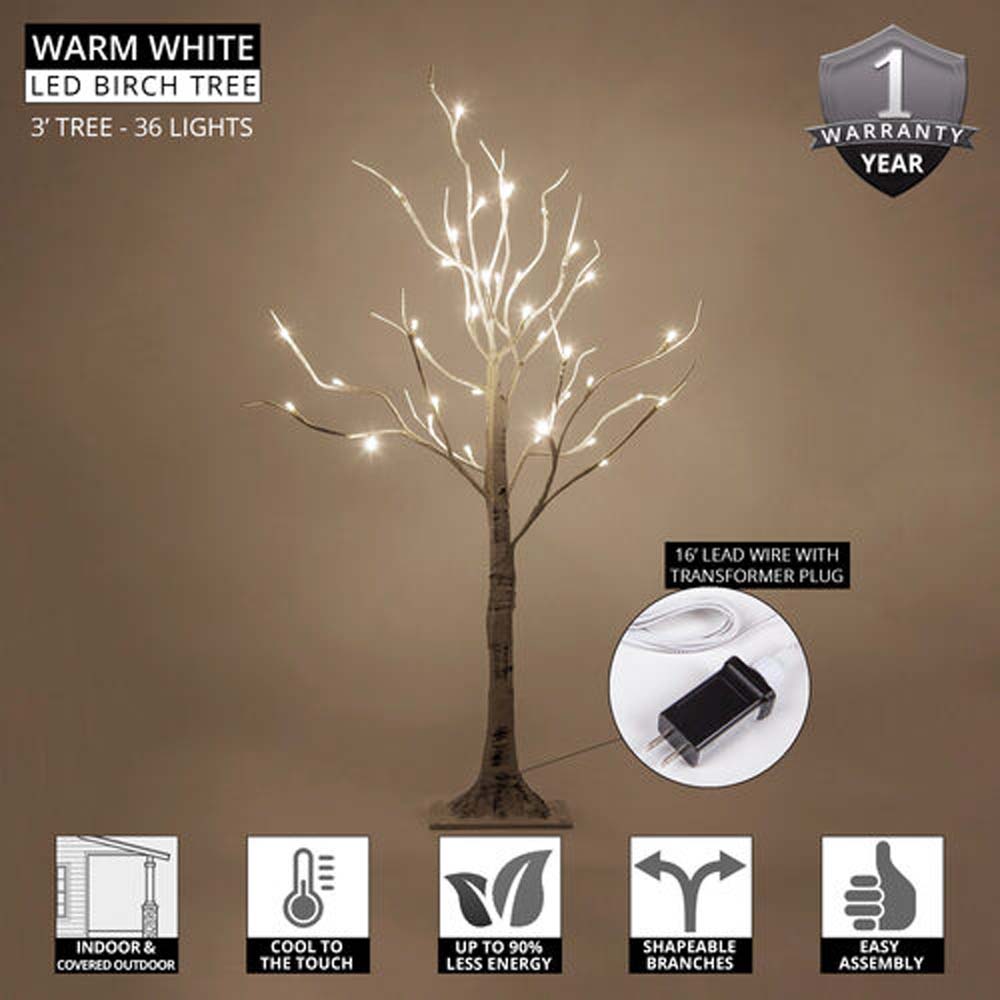5-ft. Warm White LED Birch Tree