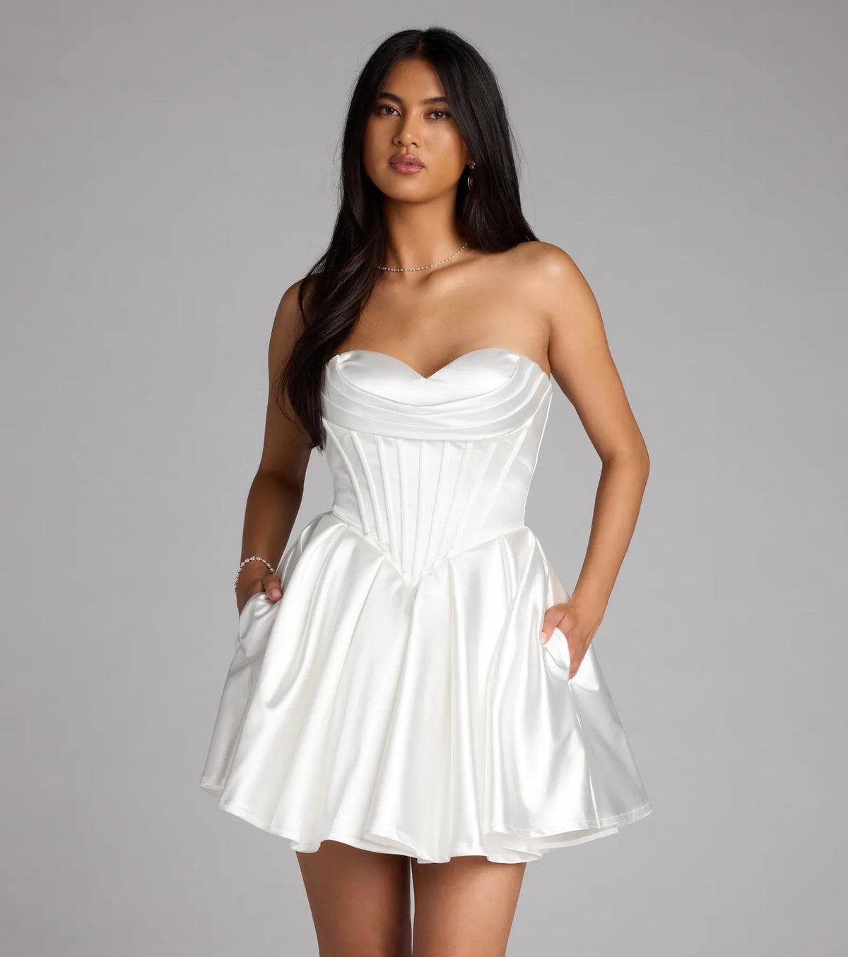 Jodie Satin Skater Corset Dress