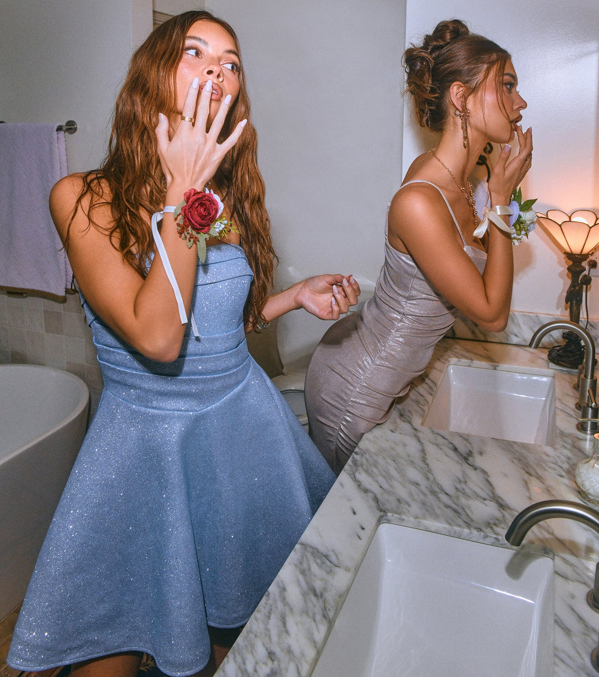 Aleena Glitter A-Line Mini Dress
