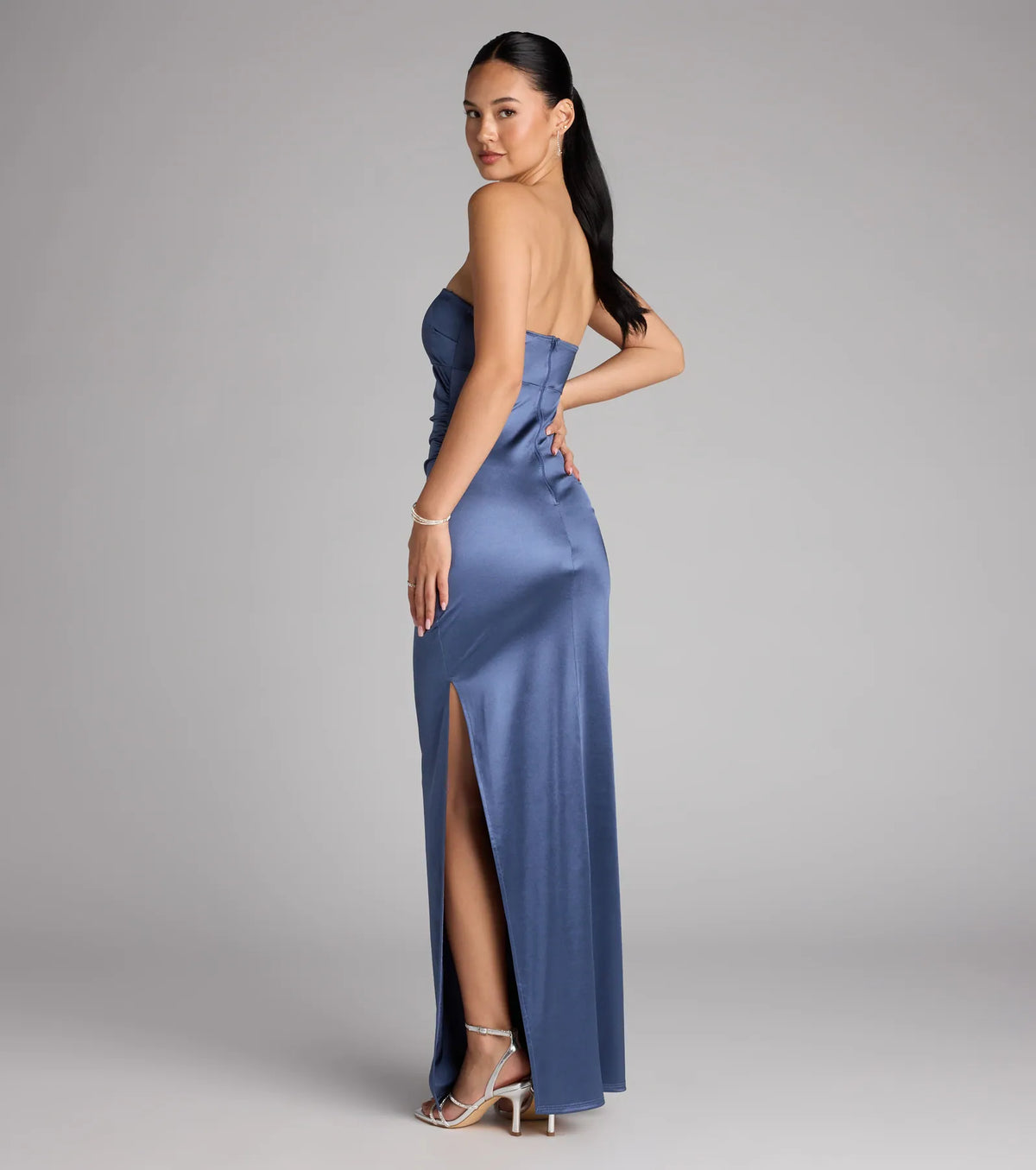 Kaleigh Satin Strapless Formal Dress