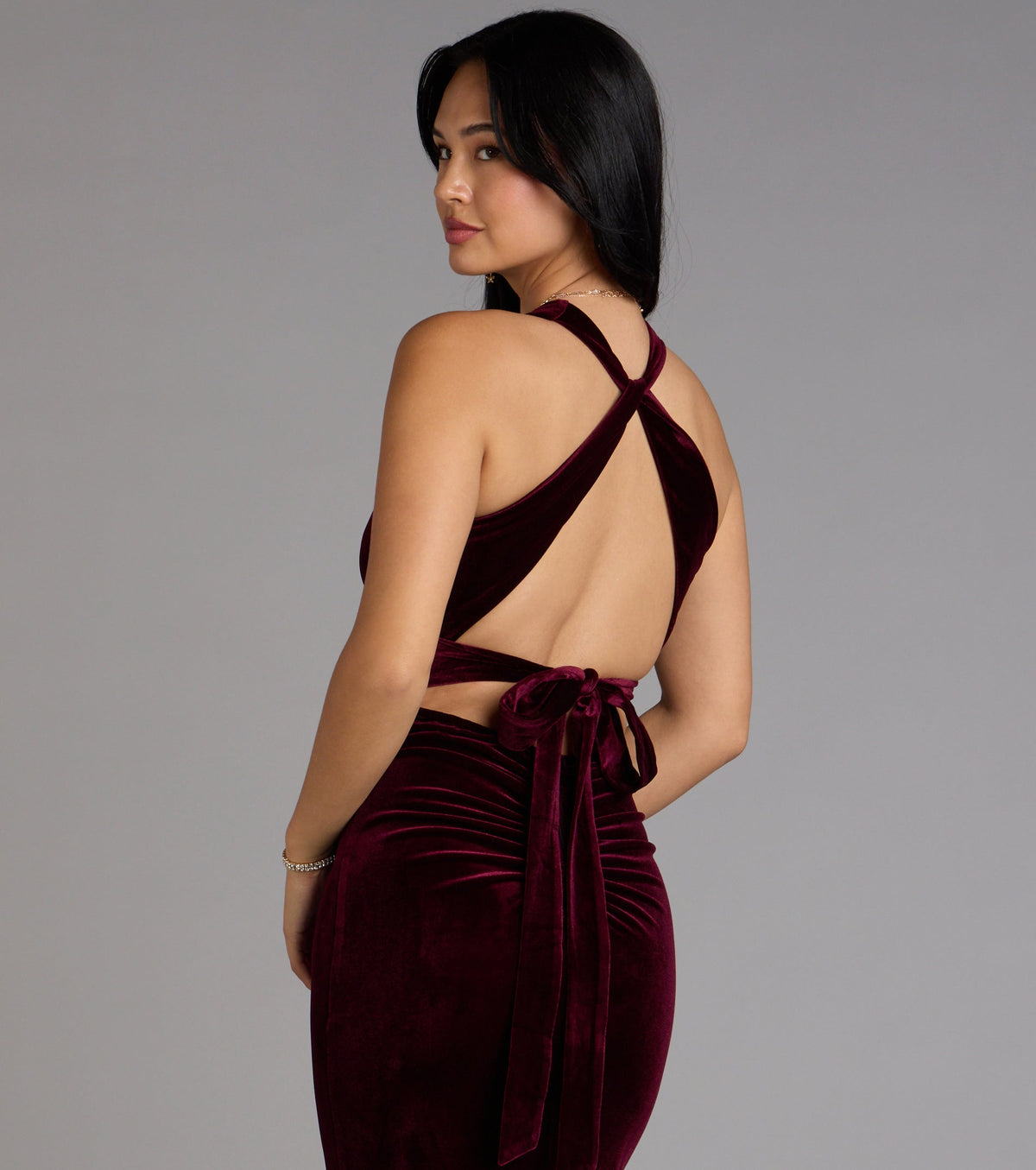 Vivienne Velvet Tie-Back Formal Dress