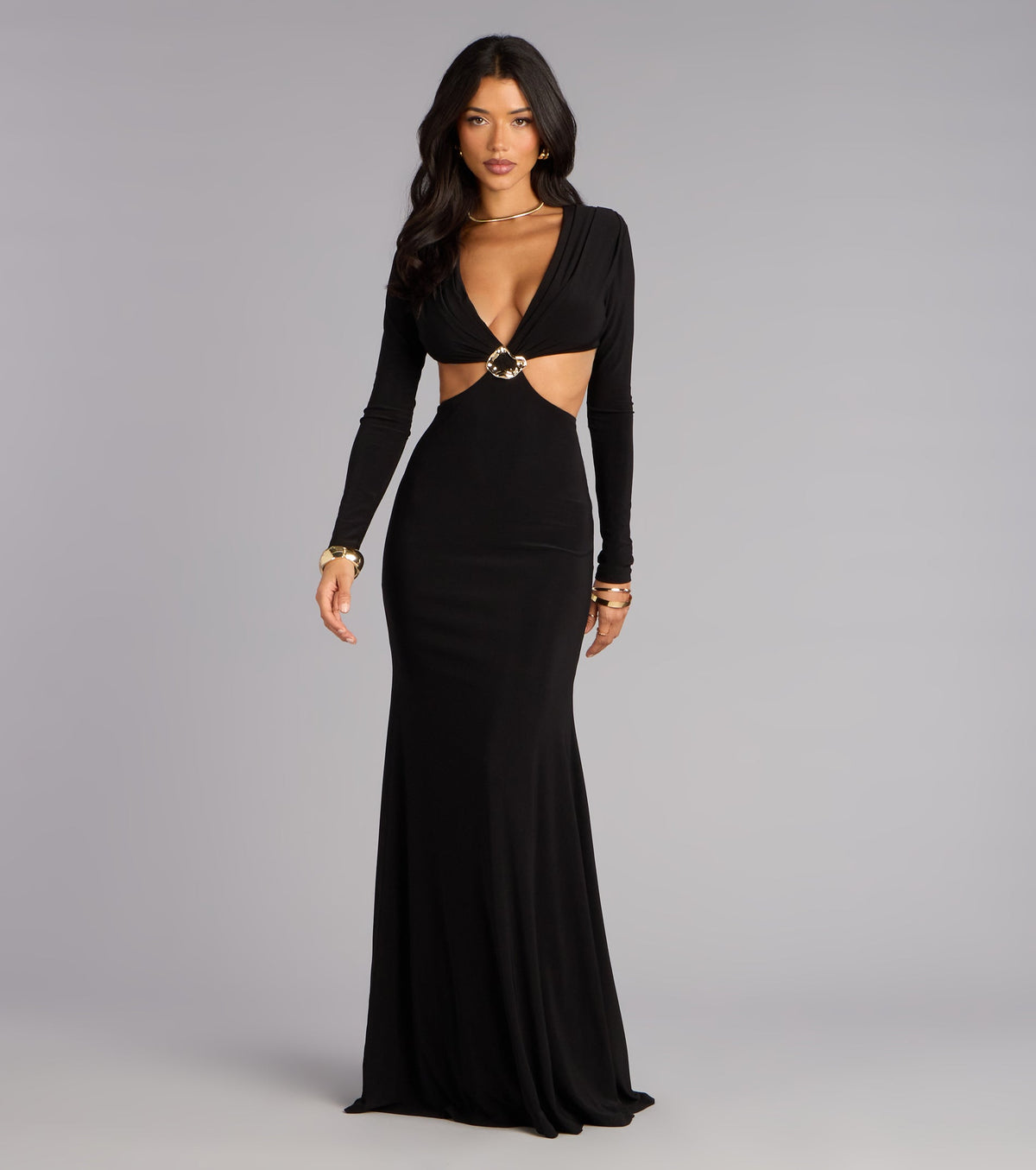 Zoe Long Sleeve Cutout Mermaid Formal Dress