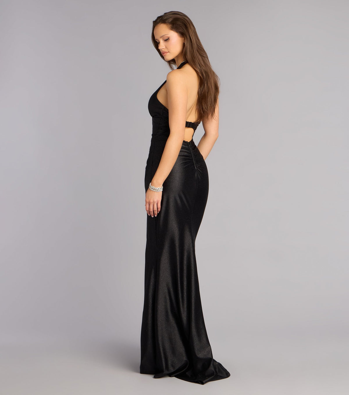 Maisie Glitter Satin A-Line Formal Dress