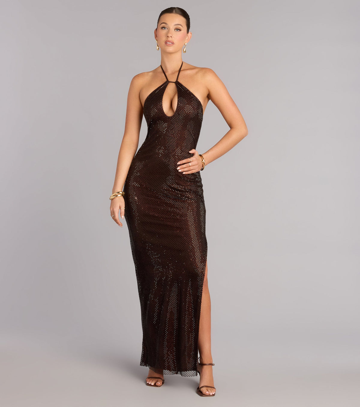 Jessie Fishnet Rhinestone Mermaid Formal Dress