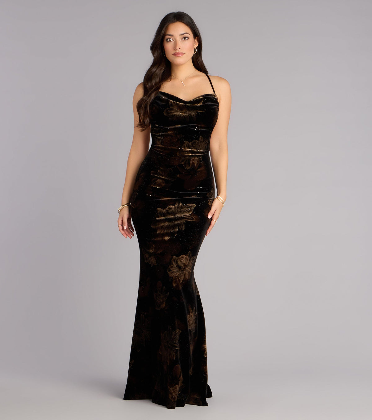 Dalia Floral Velvet Mermaid Formal Dress