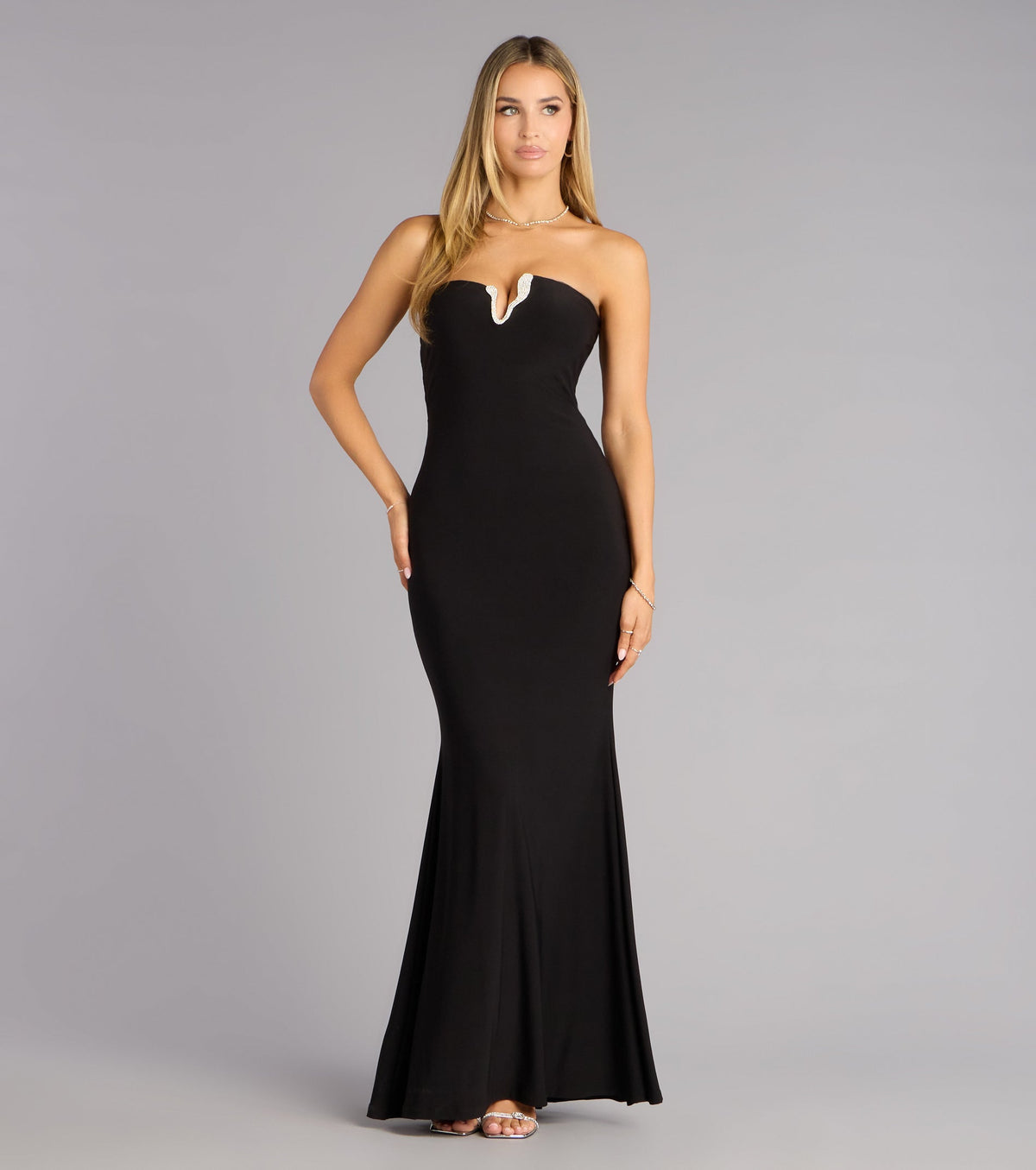 Janet Velvet Strapless Mermaid Dress