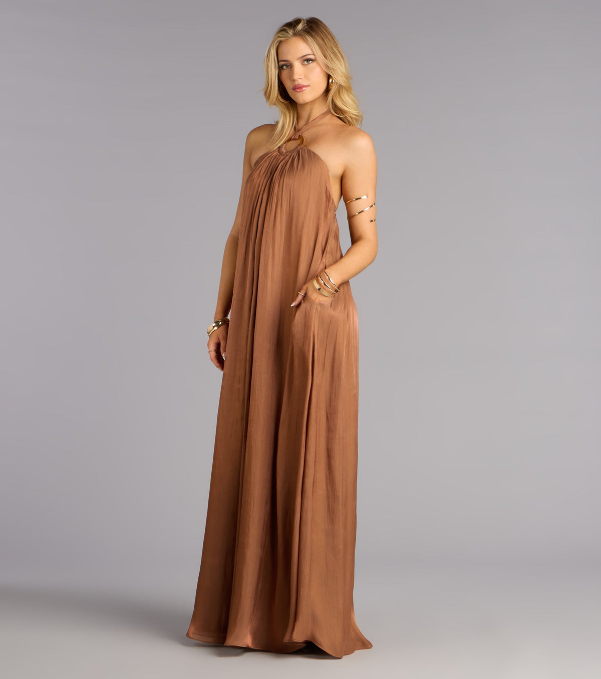 Marlyne Halter Open Back Formal Dress