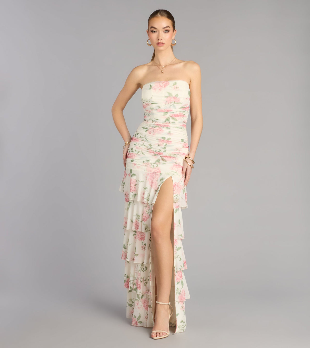 Hadley Floral A-Line Slit Formal Dress