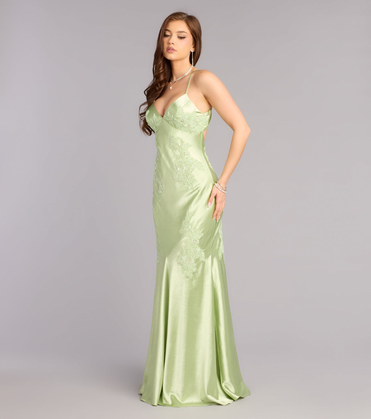 Rachel Satin Open Back Formal Dress