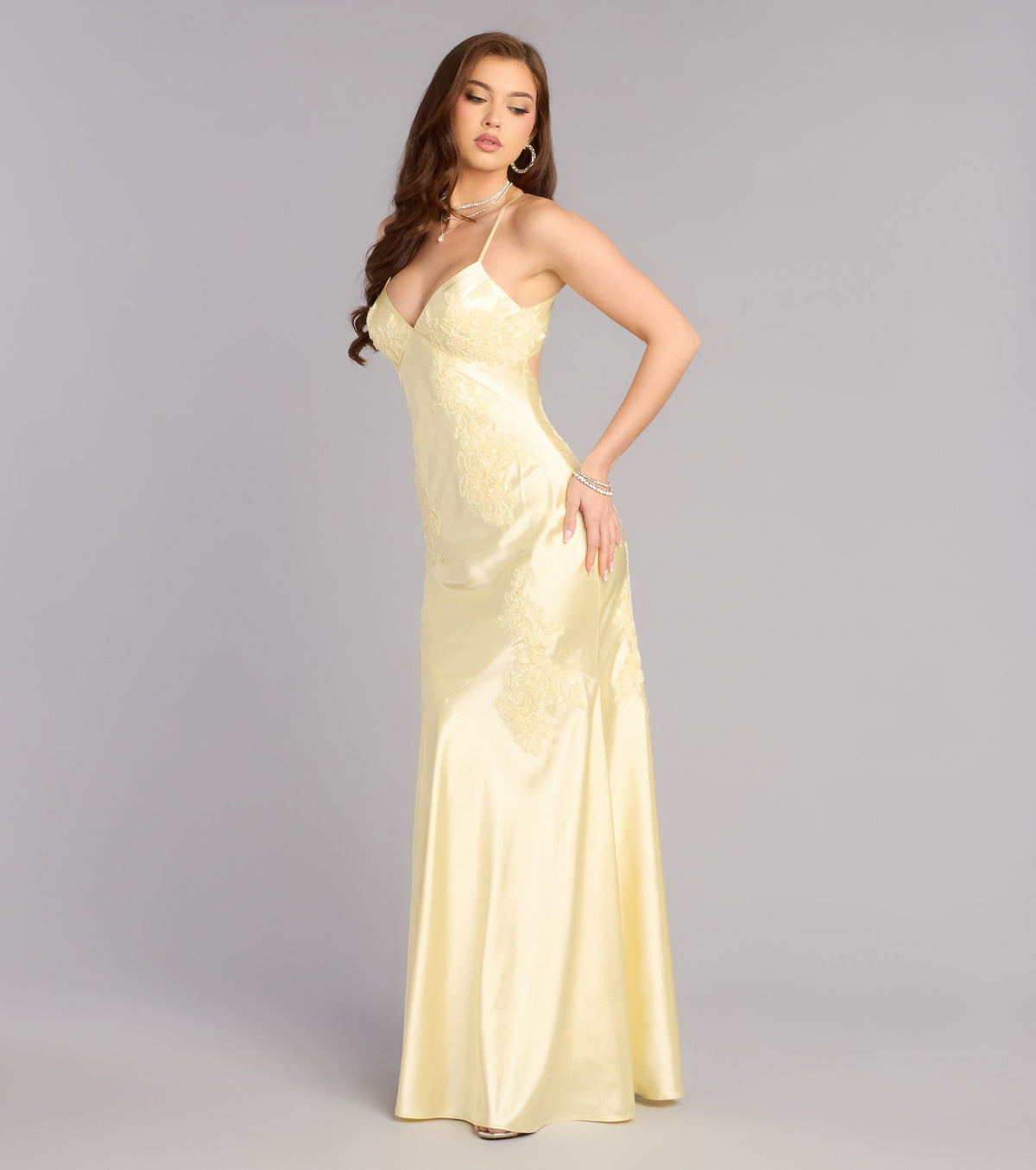 Rachel Satin Open Back Formal Dress