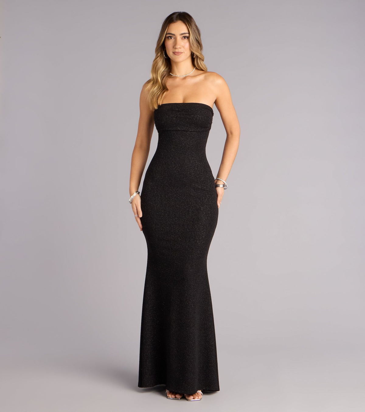 Audrina Glitter Strapless Mermaid Formal Dress