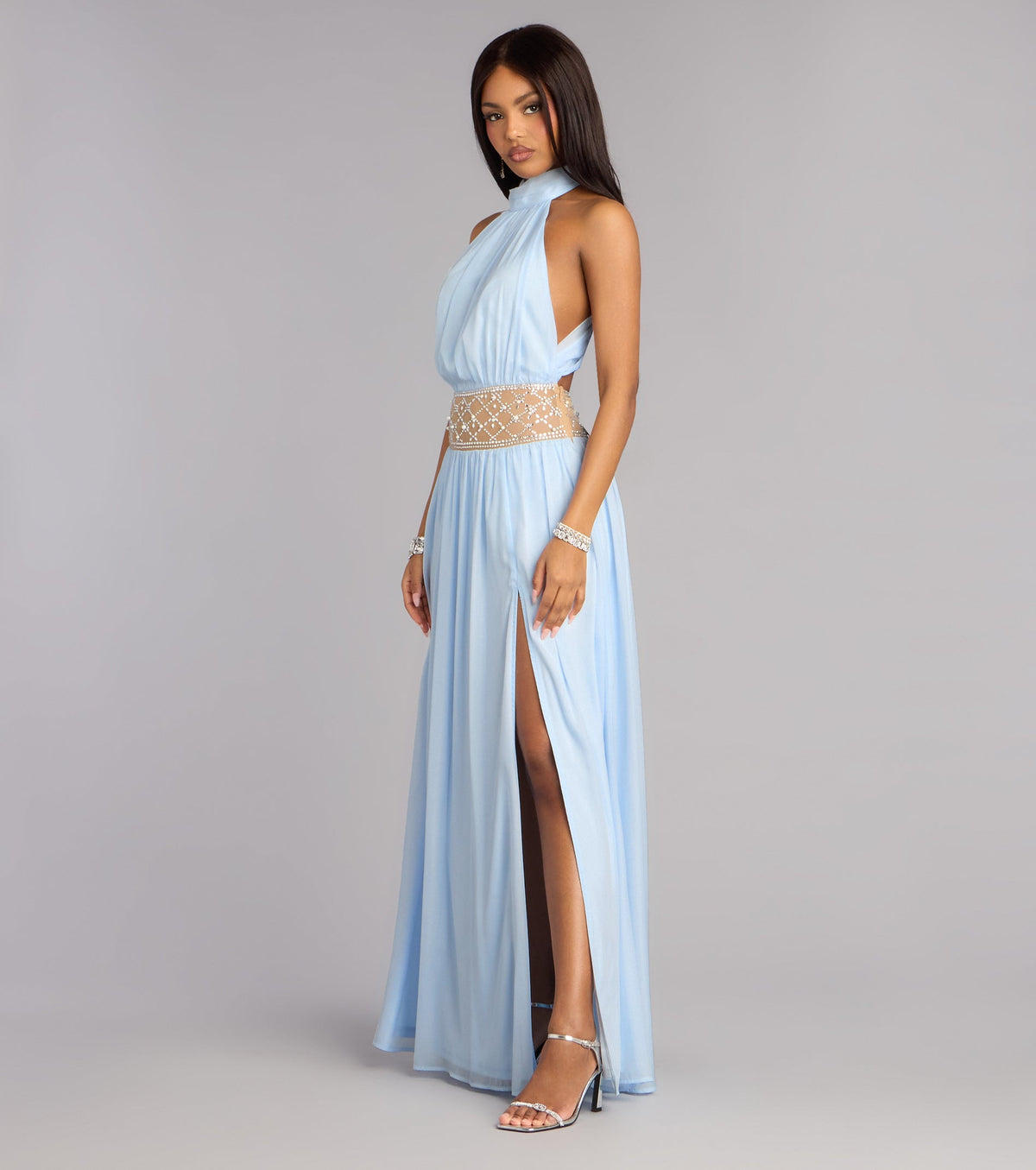Monica Chiffon Embellished Formal Dress
