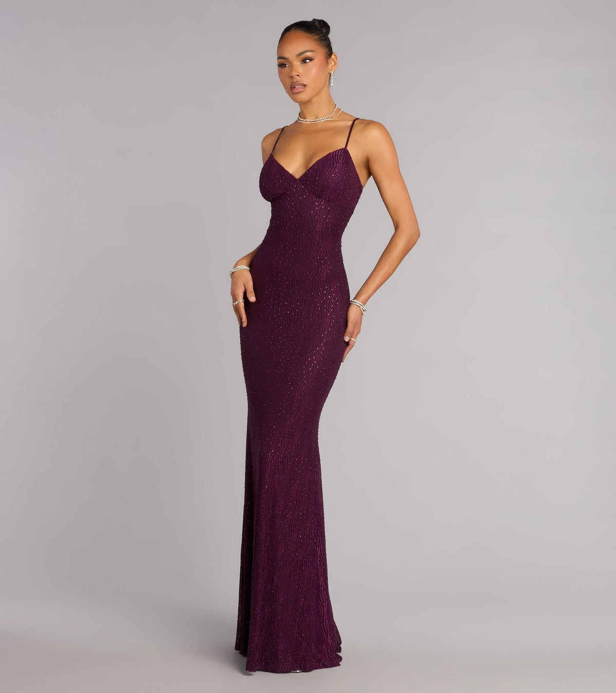 Skylar Rhinestone Tie Back Formal Dress