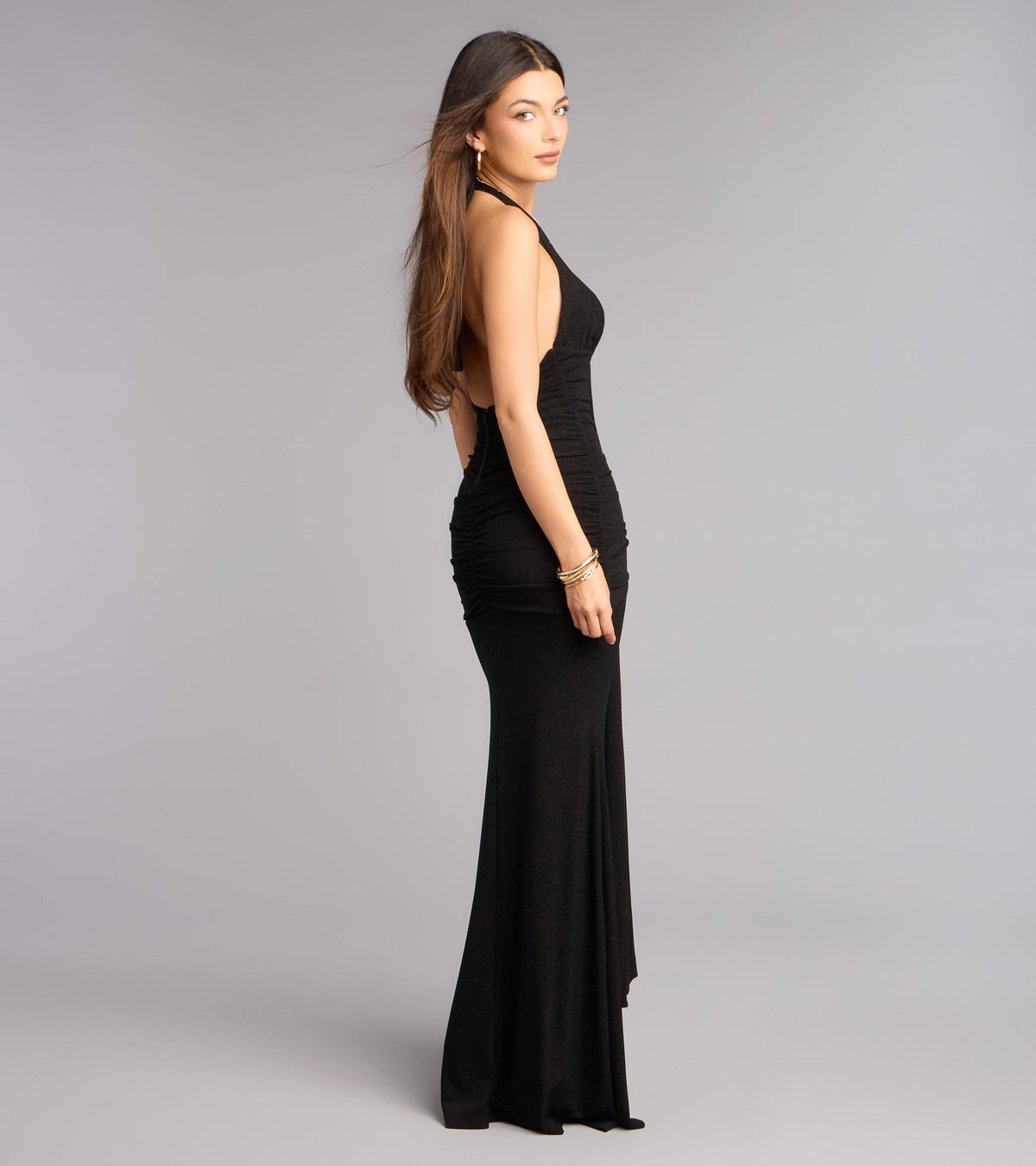 Laney Plunging Halter Mermaid Dress