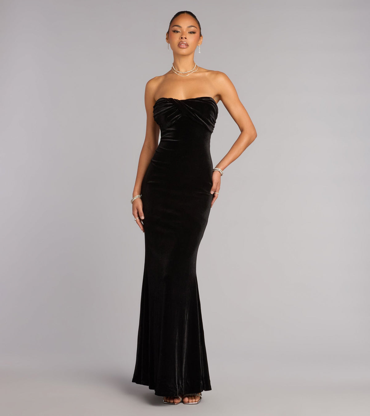 Adella Velvet Strapless Mermaid Formal Dress