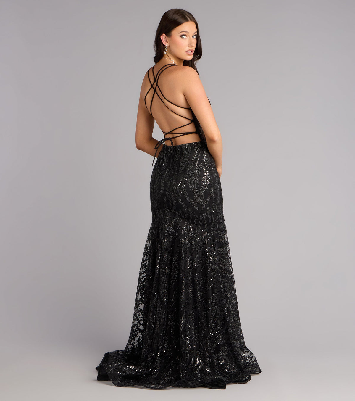 Pam Glitter Strappy Mermaid Ball Gown