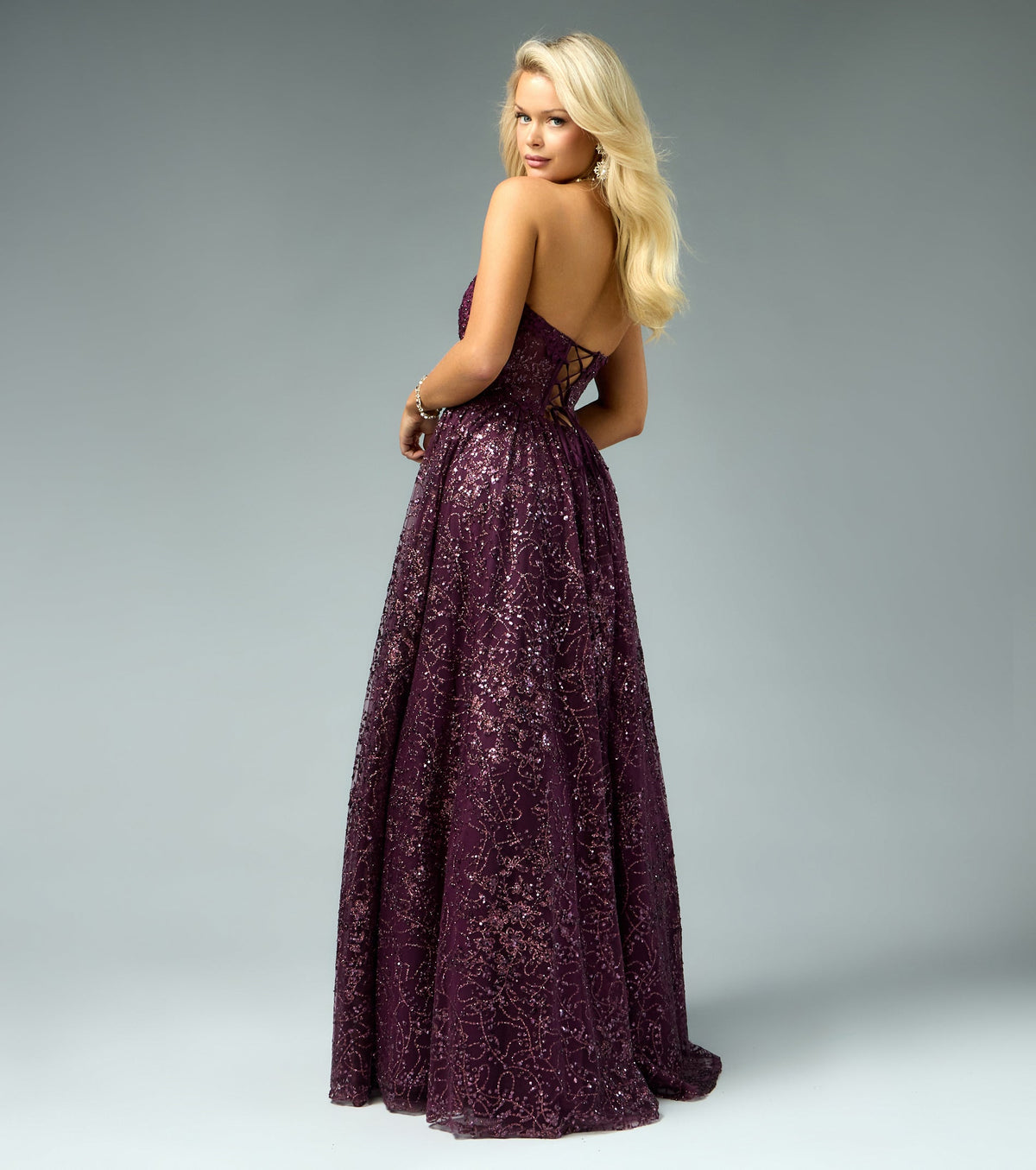 Aria Glitter Sequin Tulle Lace-Up Ball Gown