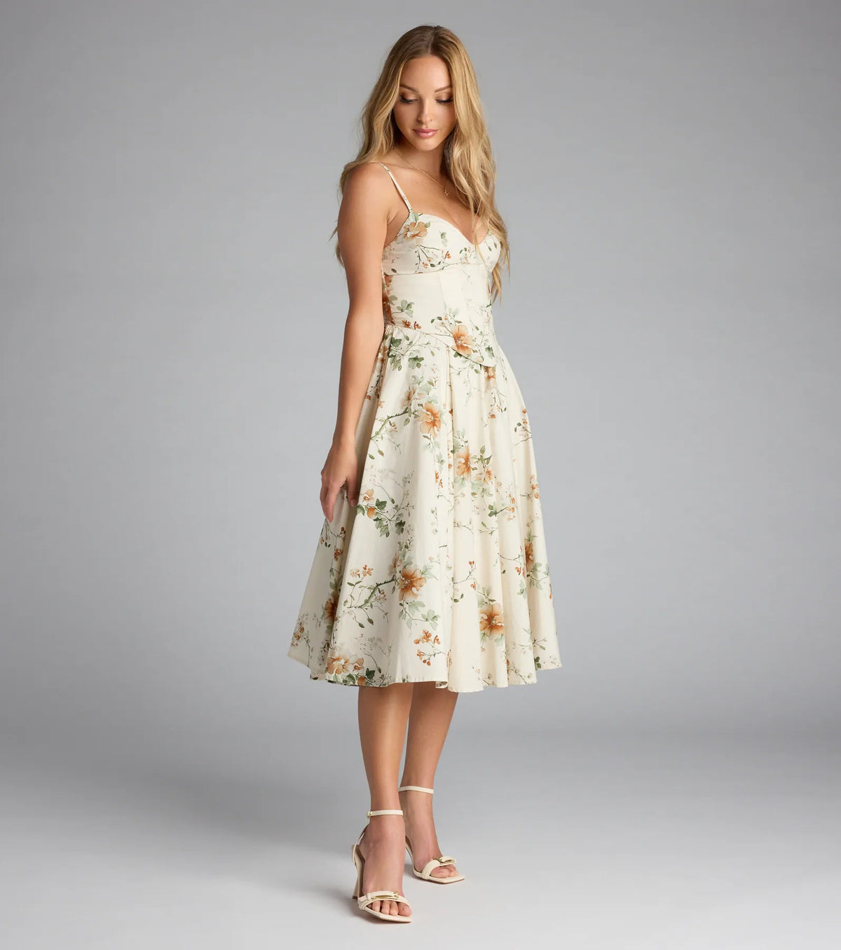 Garden Party Goals Floral Corset A-Line Midi Dress