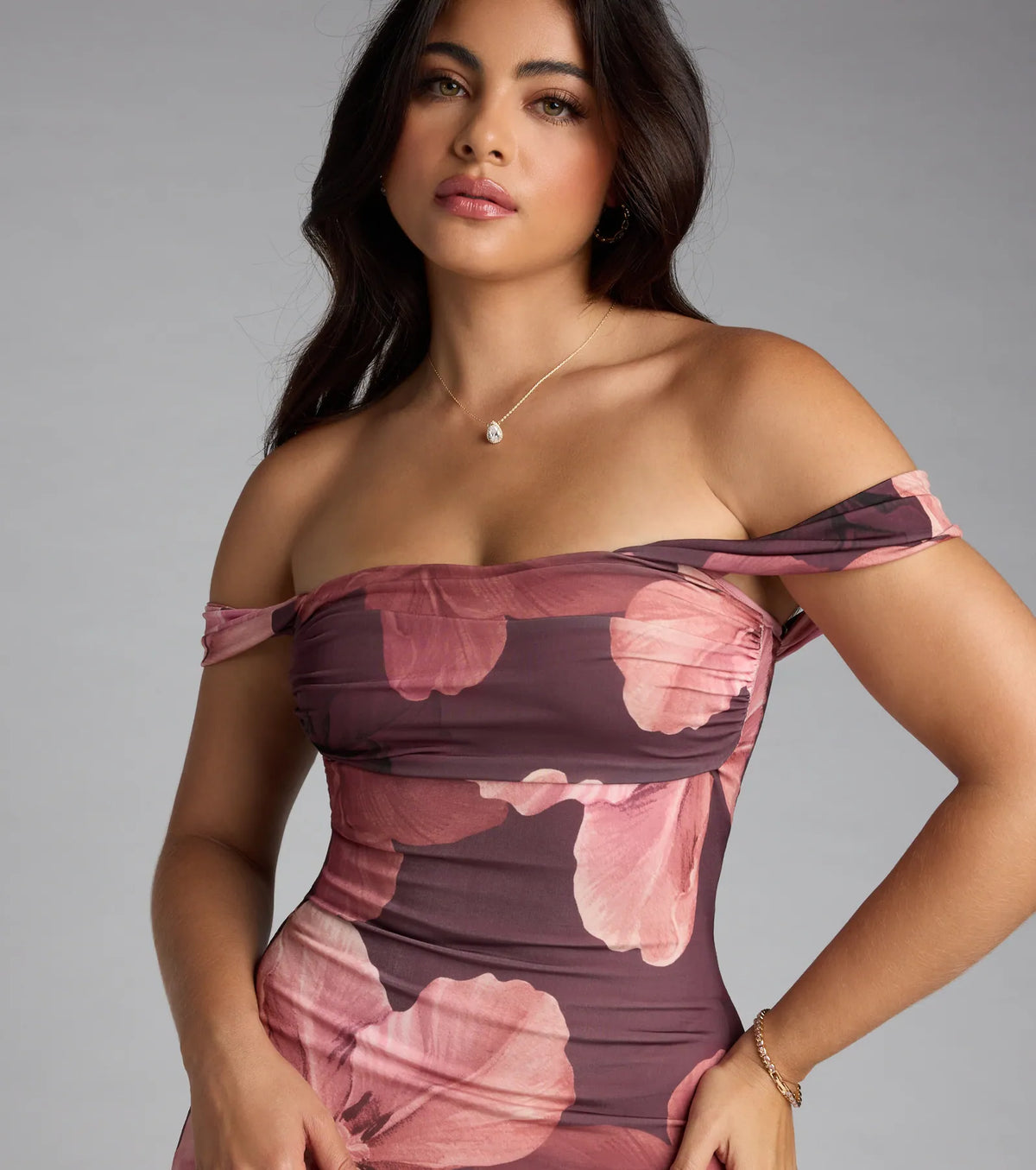Love in Bloom Floral Off-Shoulder Dress