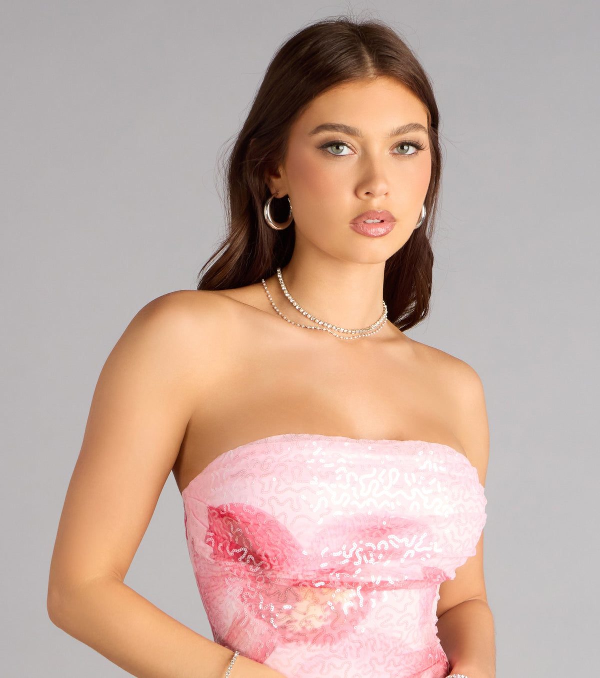 Sweet At First Sight Floral Sequin Mini Dress