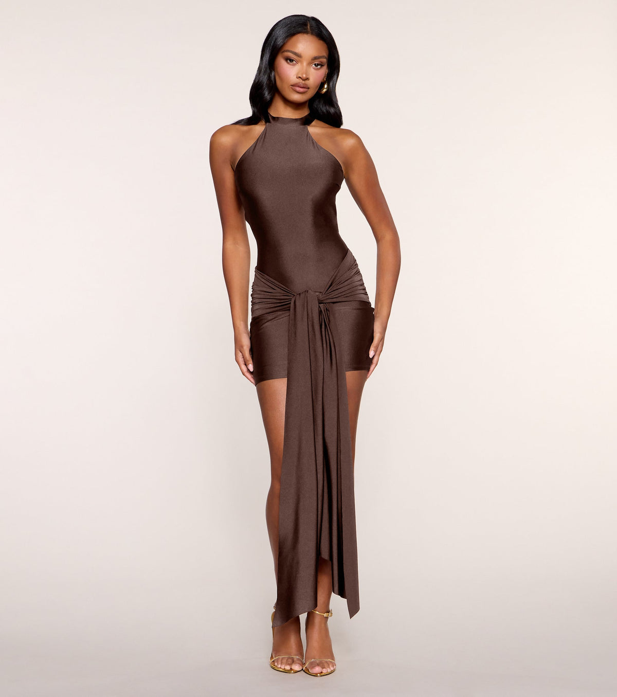 Red Carpet Rules Front Sash Mini Dress