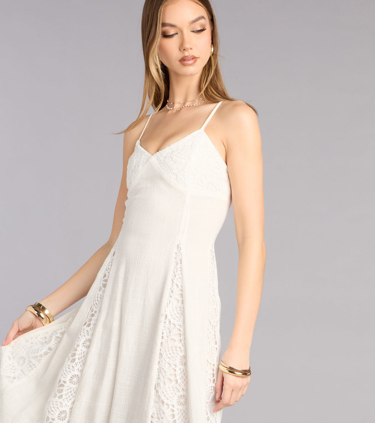 Soft Spoken Statement Linen V Neck Maxi Dress