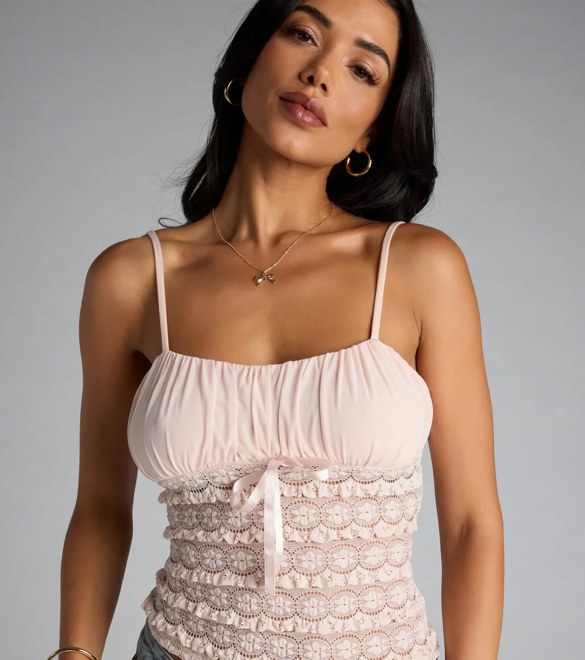 Sweet Talk Bow Lace Cami Top