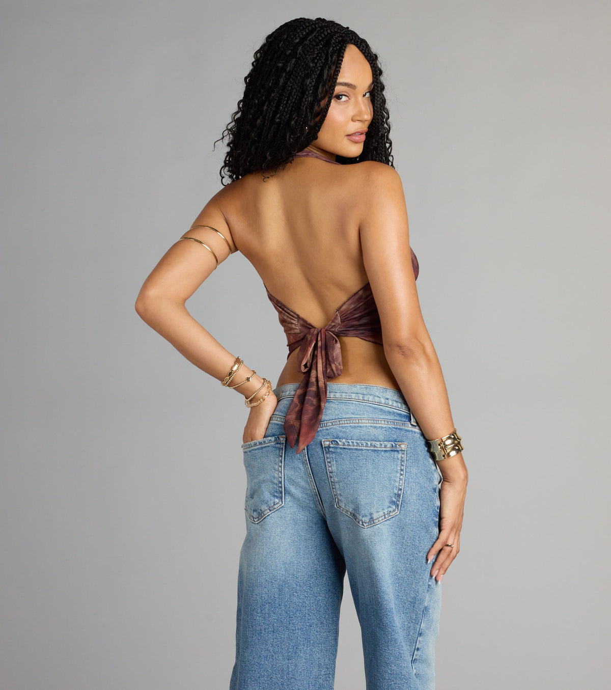 Wild Side Calling Cowl Halter Leopard Crop Top