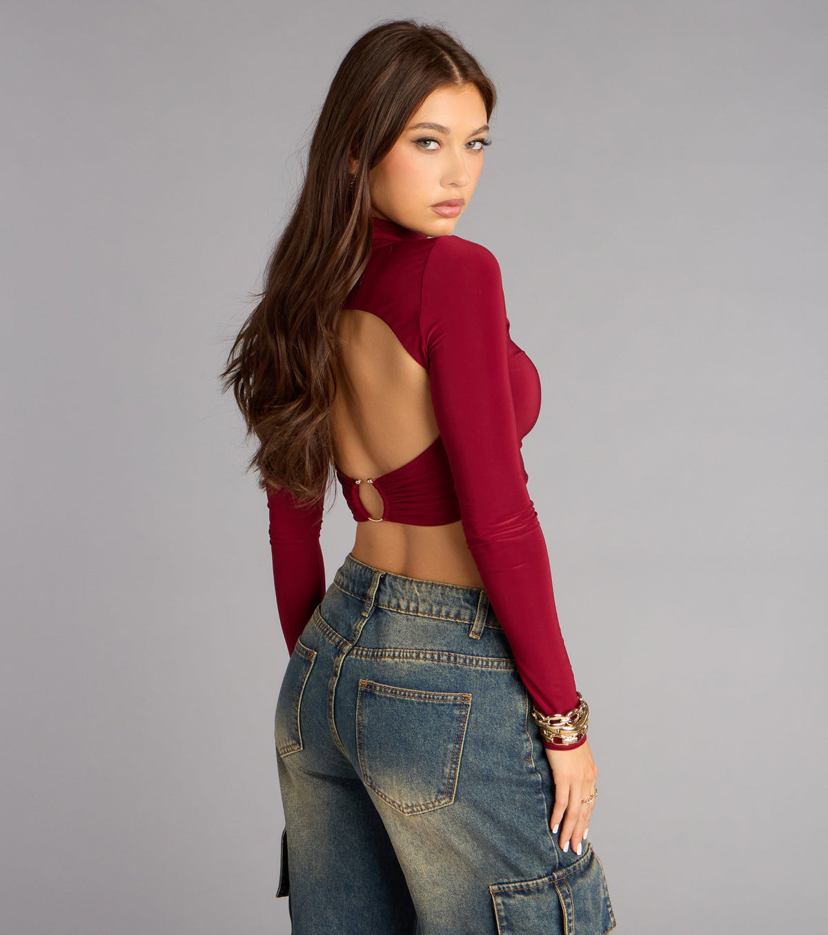 Late Night Layers Open Back Crop Top